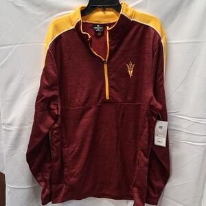 NWT Mens Sun Devils Maroon and Yellow Quarter-Zip Pullover Sz. XL